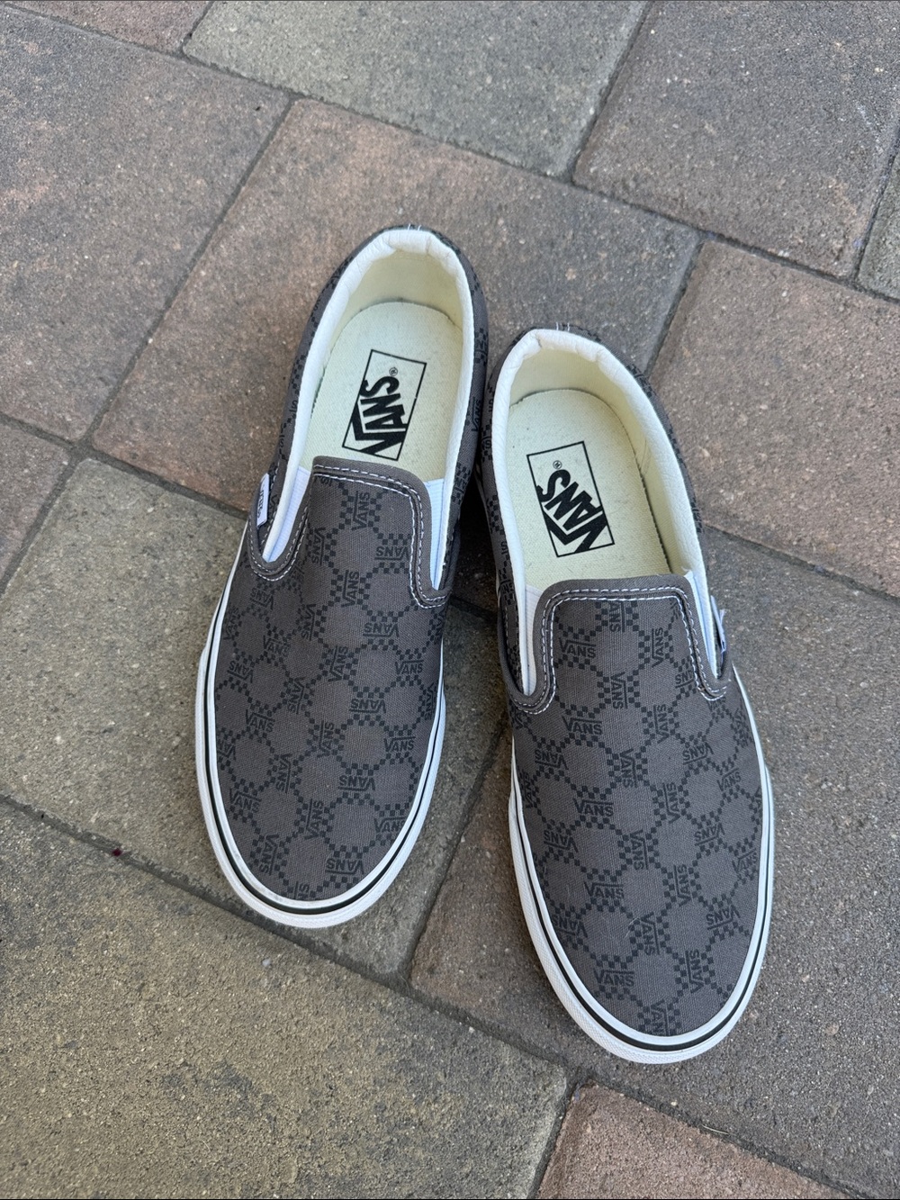 Vans Slip-On Checkerboard Logo Sneakers - Charcoal/White